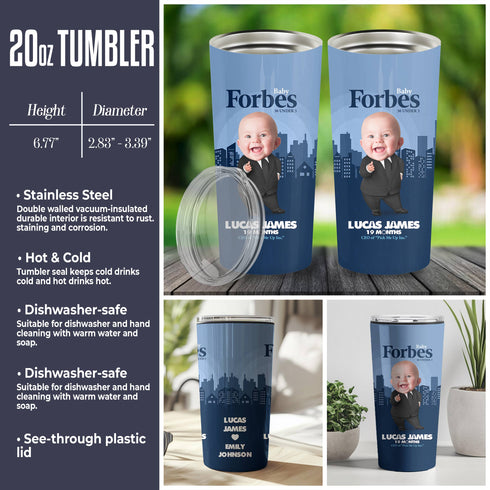 Personalized Baby Tumbler – Vogue, Elle & Forbes Parody | Custom Photo, Name & Funny Title